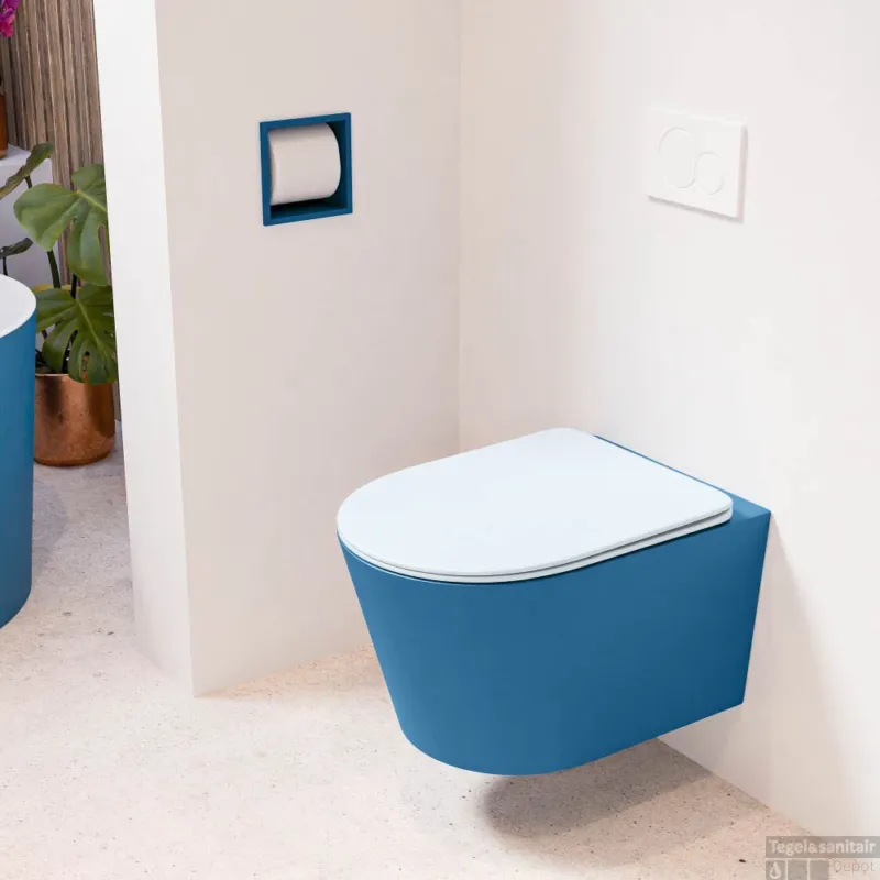 Nieuw MONDIAZ LAVIE hangend toilet single fire rimless diepspoel Jeans, Toiletzitting met quick-release & softclose Clay