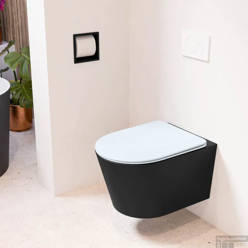 MONDIAZ LAVIE hangend toilet single fire rimless diepspoel Urban, Toiletzitting met quick-release & softclose Clay Laatste Versie