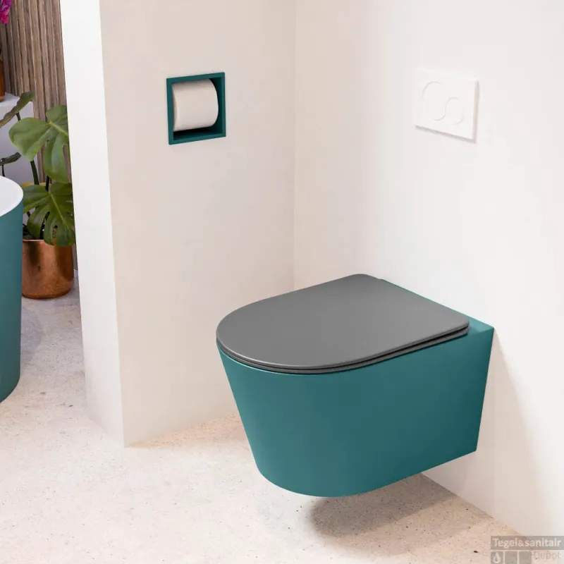 MONDIAZ LAVIE hangend toilet single fire rimless diepspoel Smag, Toiletzitting met quick-release & softclose Dark Grey Favoriet