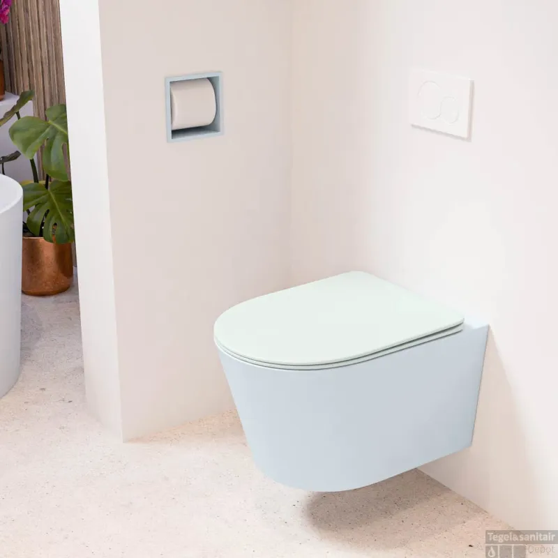 MONDIAZ LAVIE hangend toilet single fire rimless diepspoel Clay, Toiletzitting met quick-release & softclose Greey Shop Nu