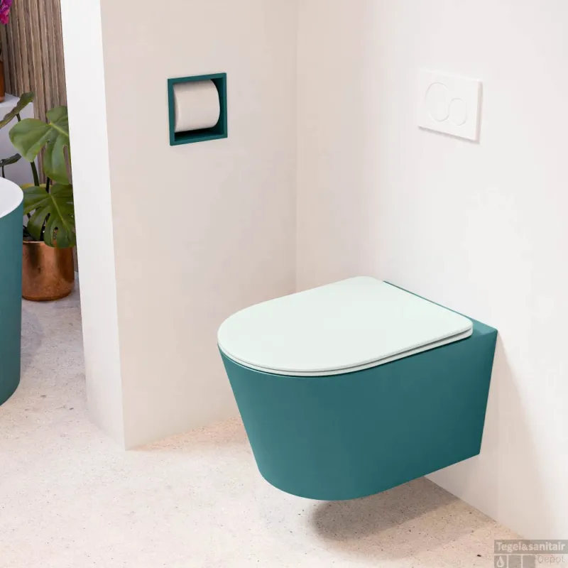 Merkproduct MONDIAZ LAVIE hangend toilet single fire rimless diepspoel Smag, Toiletzitting met quick-release & softclose Greey