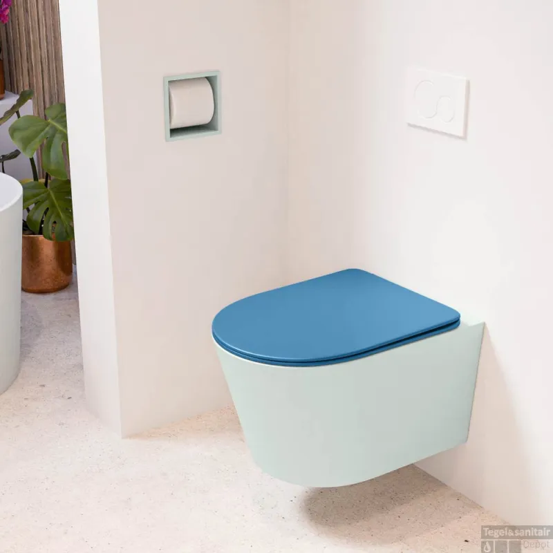 MONDIAZ LAVIE hangend toilet single fire rimless diepspoel Greey, Toiletzitting met quick-release & softclose Jeans Veilige Betaling