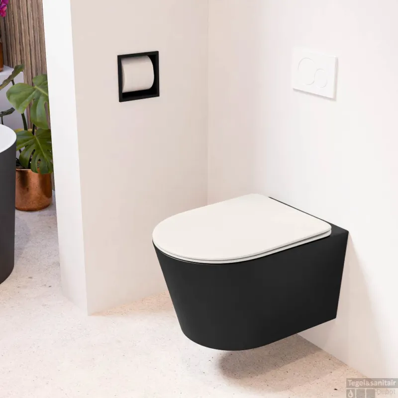 MONDIAZ LAVIE hangend toilet single fire rimless diepspoel Urban, Toiletzitting met quick-release & softclose Linen Rechtstreeks Van De Fabrikant