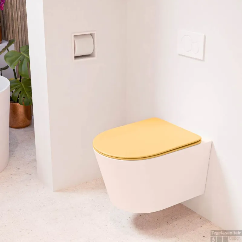 MONDIAZ LAVIE hangend toilet single fire rimless diepspoel Rosee, Toiletzitting met quick-release & softclose Ocher Populair