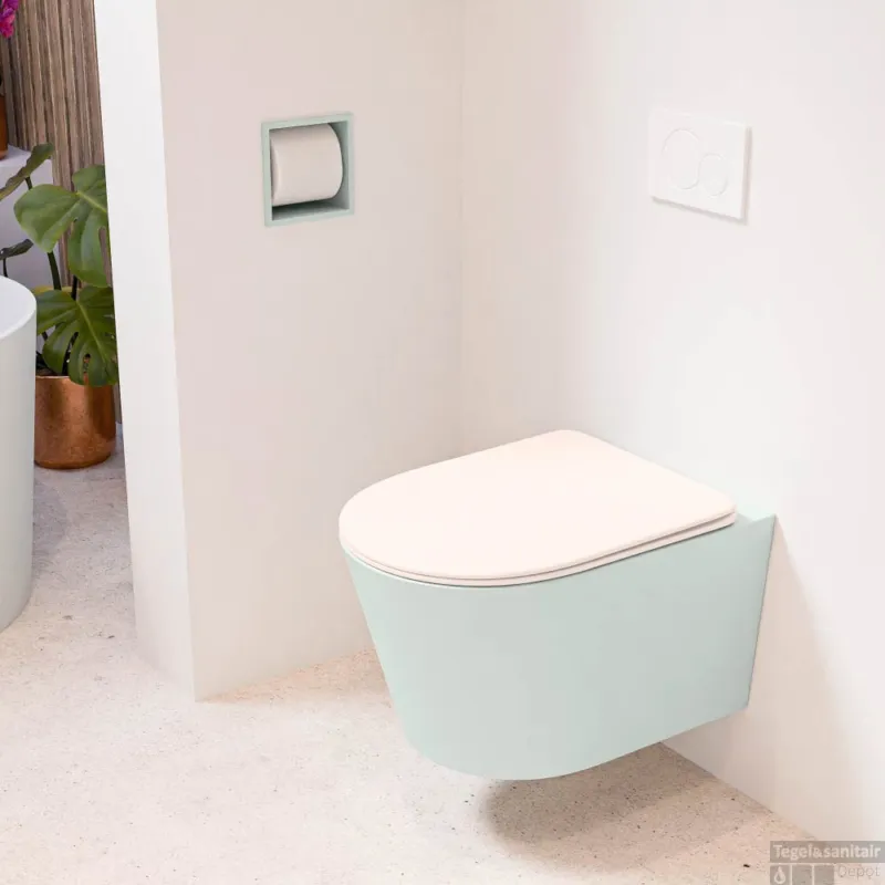 MONDIAZ LAVIE hangend toilet single fire rimless diepspoel Greey, Toiletzitting met quick-release & softclose Rosee Express Levering