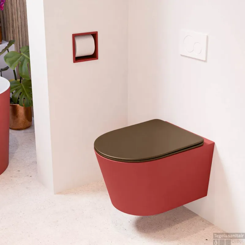 MONDIAZ LAVIE hangend toilet single fire rimless diepspoel Fire, Toiletzitting met quick-release & softclose Rust Koop Vandaag