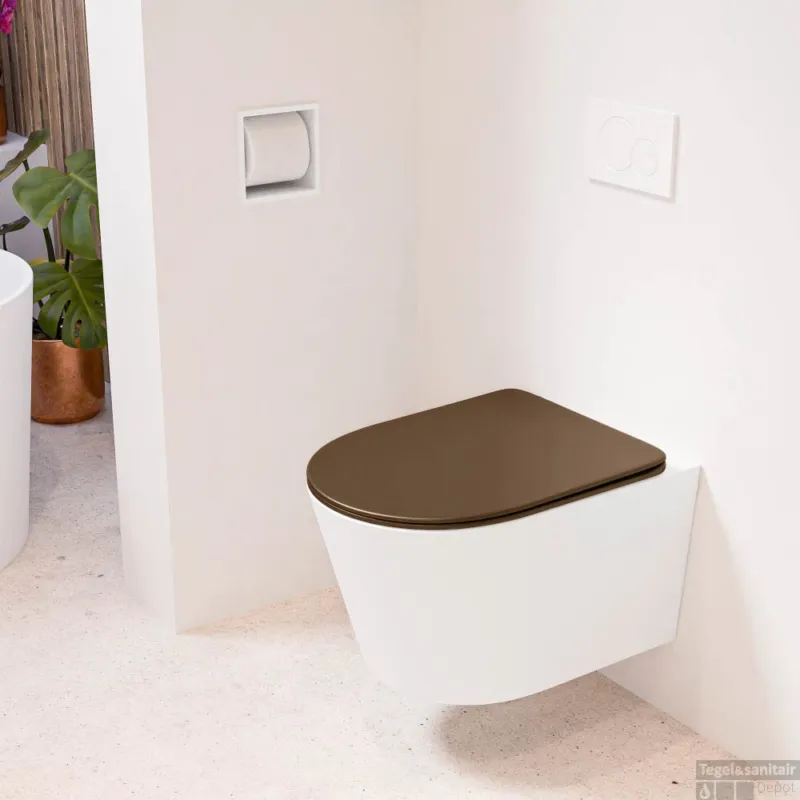 MONDIAZ LAVIE hangend toilet single fire rimless diepspoel Talc, Toiletzitting met quick-release & softclose Rust Gratis Retour
