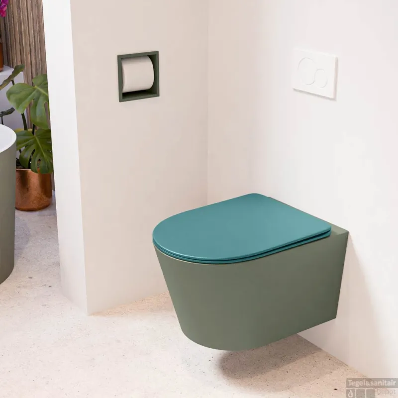 MONDIAZ LAVIE hangend toilet single fire rimless diepspoel Army, Toiletzitting met quick-release & softclose Smag Lage Prijs