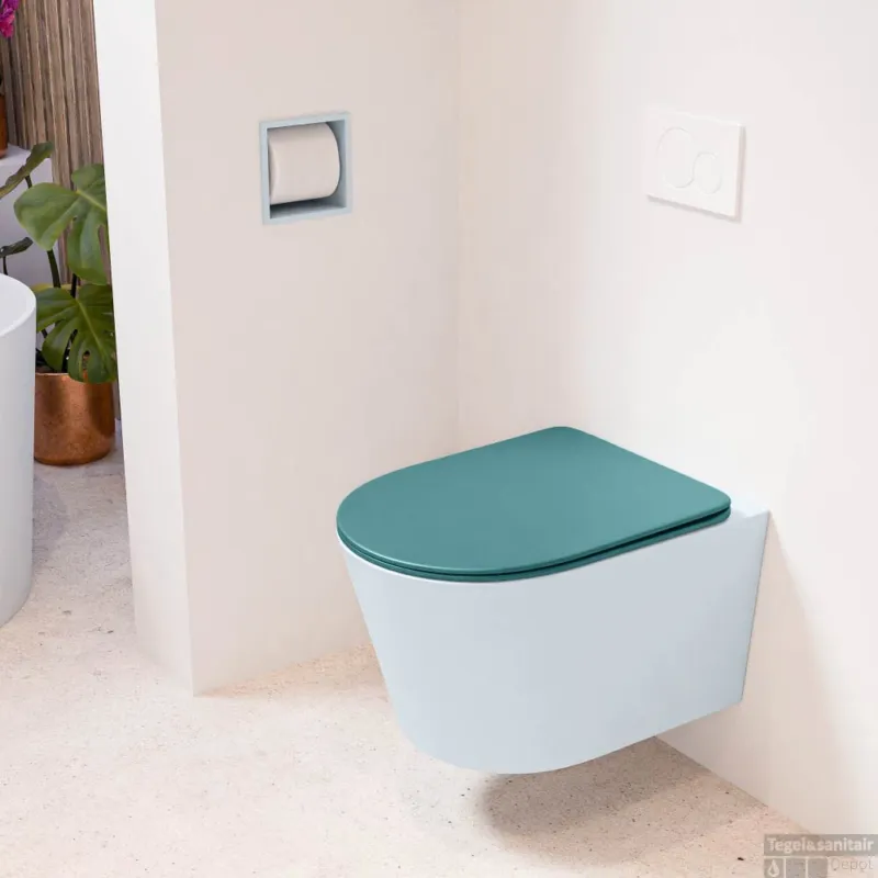 MONDIAZ LAVIE hangend toilet single fire rimless diepspoel Clay, Toiletzitting met quick-release & softclose Smag Lage Prijs
