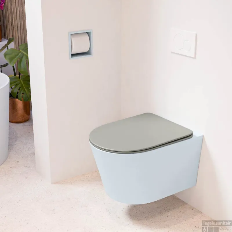 MONDIAZ LAVIE hangend toilet single fire rimless diepspoel Clay, Toiletzitting met quick-release & softclose Smoke Lage Kosten