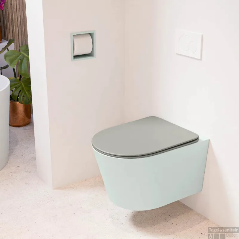 MONDIAZ LAVIE hangend toilet single fire rimless diepspoel Greey, Toiletzitting met quick-release & softclose Smoke Meest Verkocht