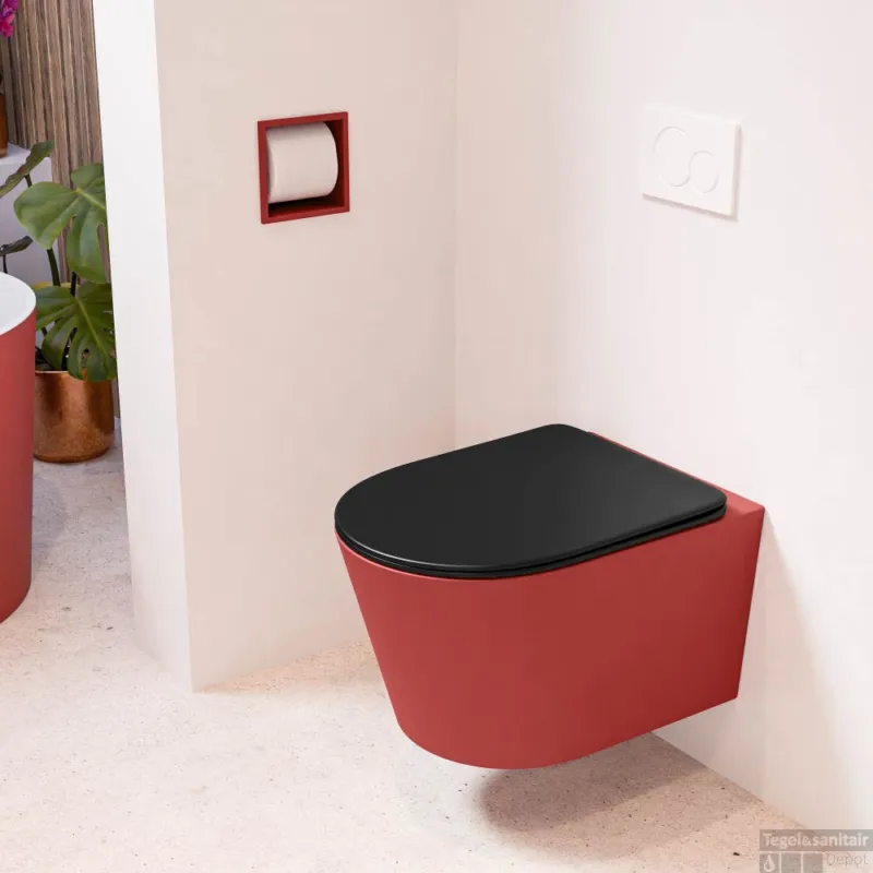 Fabrieksprijs MONDIAZ LAVIE hangend toilet single fire rimless diepspoel Fire, Toiletzitting met quick-release & softclose Urban