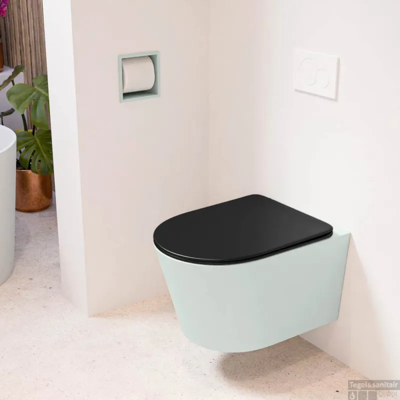 MONDIAZ LAVIE hangend toilet single fire rimless diepspoel Greey, Toiletzitting met quick-release & softclose Urban Voordeelprijs