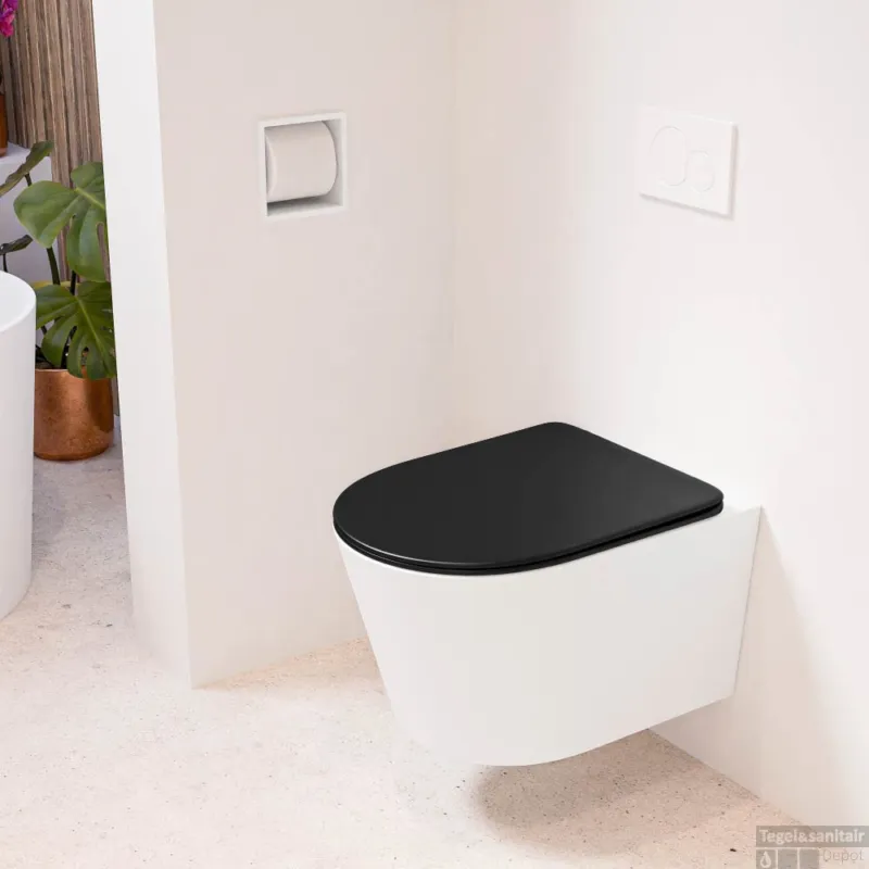 Shop Nu MONDIAZ LAVIE hangend toilet single fire rimless diepspoel Talc, Toiletzitting met quick-release & softclose Urban