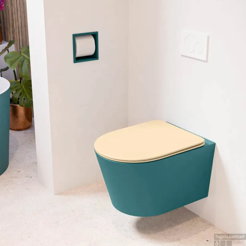 MONDIAZ LAVIE hangend toilet single fire rimless diepspoel Smag, Toiletzitting met quick-release & softclose Sand Must-Have