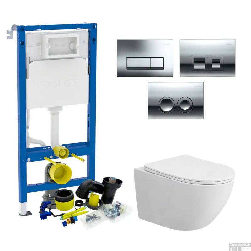 Gereduceerde Prijs Geberit UP100 Toiletset Compleet Inbouwreservoir BWS Tado Drukplaat