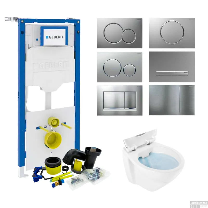 Geberit UP320 Toiletset Compleet Inbouwreservoir BWS Design Randloos Wit Met drukplaat SET78 Merkproduct