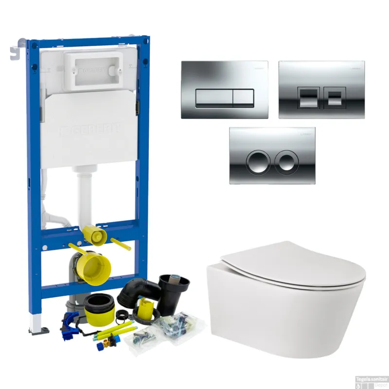 Geberit up100 Toiletset BWS Calitri Urb.y Rimfree Compact Glans Wit Delta Drukplaat Merkproduct