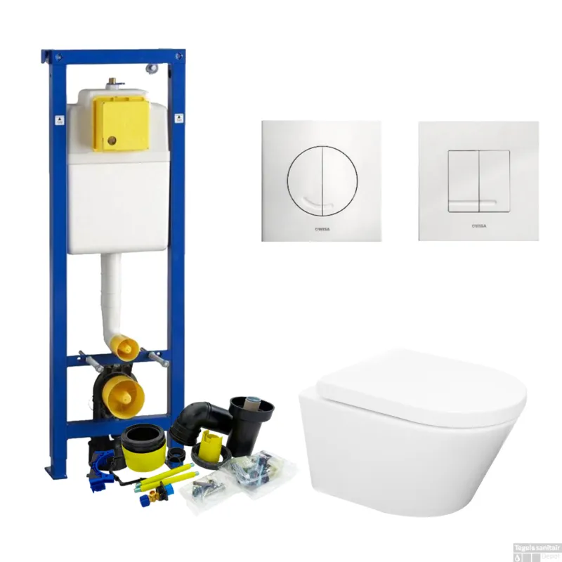 Wisa XS Toiletset set24 Wiesbaden Vesta Rimless 52 cm met Argos of Delos drukplaat Goedkoop