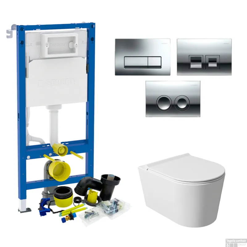 Express Levering Geberit UP100 Toiletset set73 Salenzi Civita met Delta Drukplaat