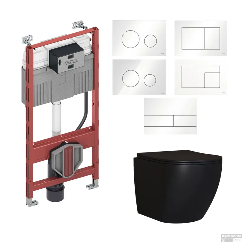 Must-Have TECE Profil Toiletset set65 Mudo Randloos Mat Zwart met TECE Drukplaat