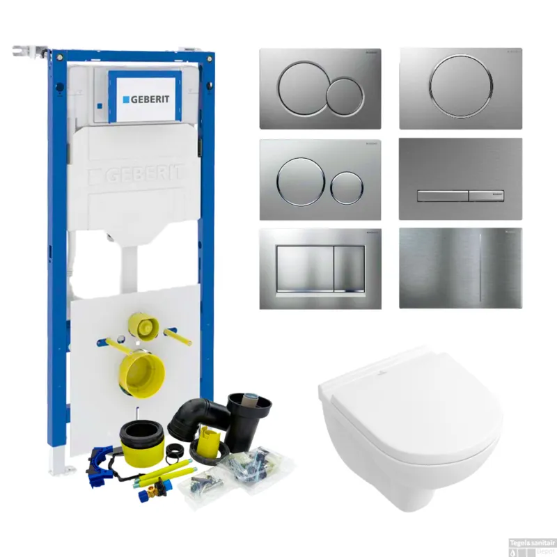 Geberit UP320 Toiletset set47 Villeroy & Boch O.Novo Compact Met Sigma drukplaat Speciale Aanbieding