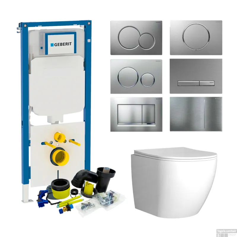 Betaalbaar Geberit UP720 Toiletset Compleet Inbouwreservoir Sigma 8 Mudo Rimless Met drukplaat SET62
