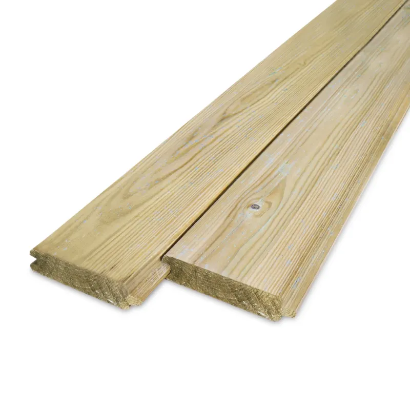 grenen - vellingdeel - geimpregneerd Geïmpregneerd grenen blokhutprofiel - 28x118 mm - geschaafd - blokhut plank - geïmpregneerd grenenhout KD 18-20% - per bundel - 112 stuks - Geïmpregneerd grenen blokhutprofiel - 28x118 mm - geschaafd: 300 cm Beperkte Voorraad