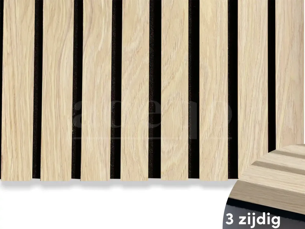 Uitverkoop Adeqo Akupanel - Natuurlijk Eiken hout 260 x 60 cm - 3 zijdig écht houtfineer - Akoestische Wandpanelen