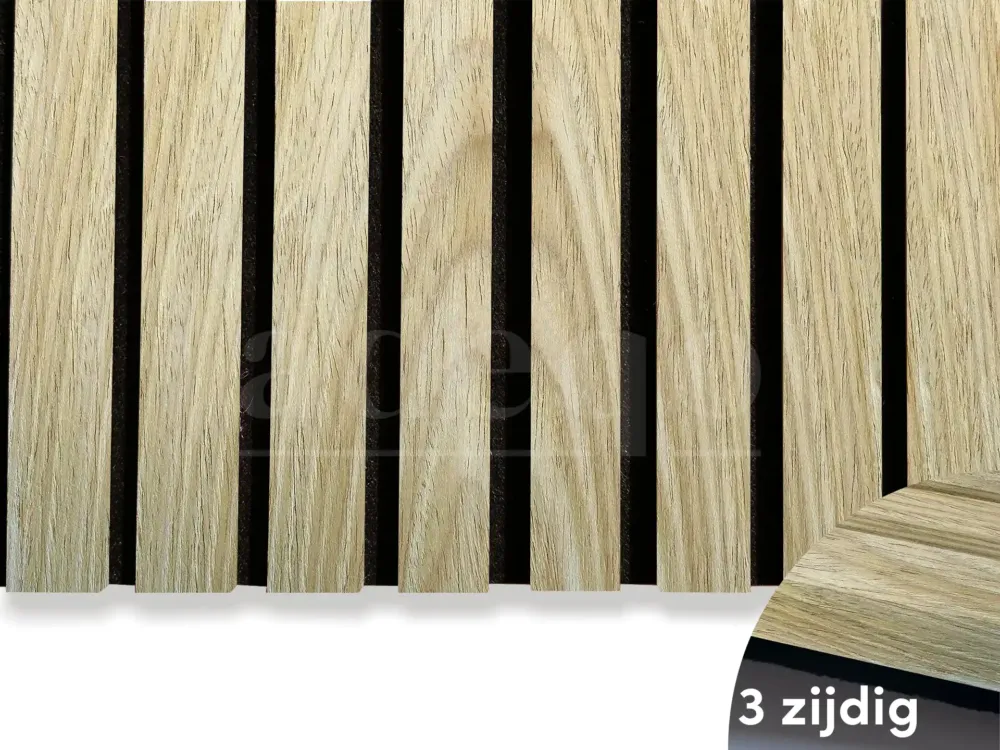 Lage Prijs Adeqo Akupanel - Klassiek Eiken hout 300 x 60 cm - 3 zijdig écht houtfineer - Akoestische Wandpanelen