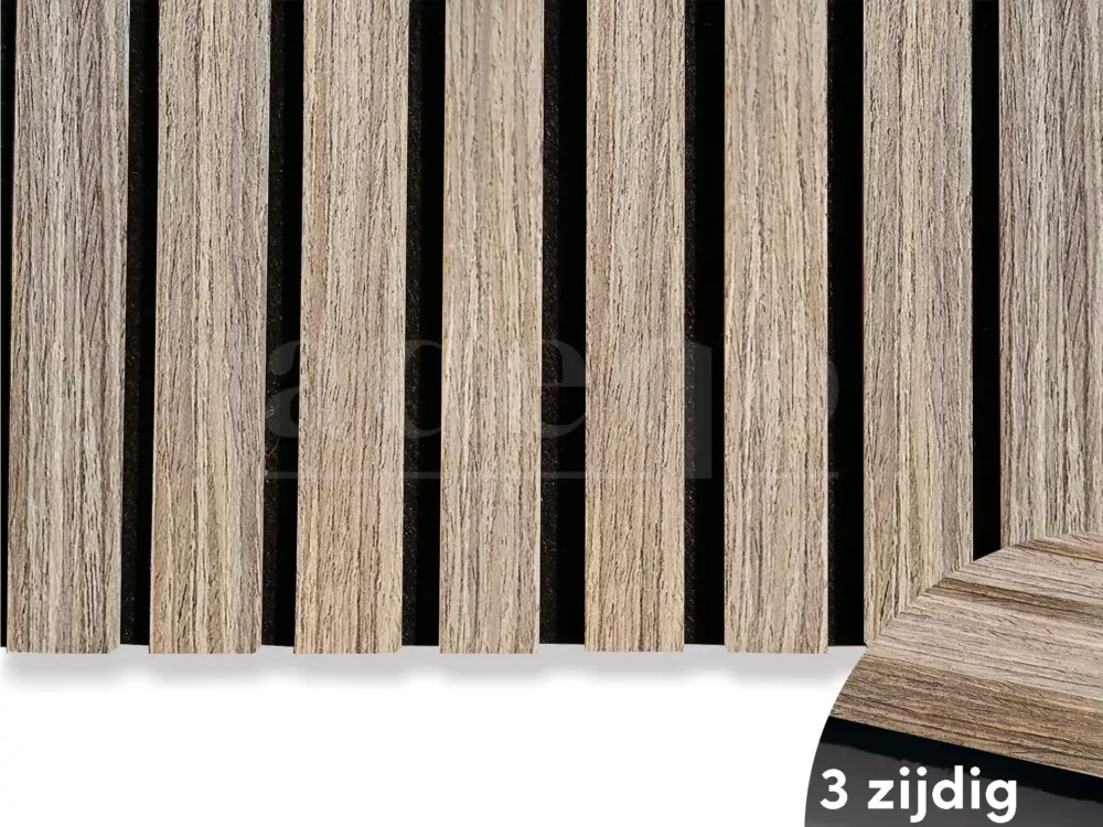 Adeqo Akupanel - Verouderd Eiken hout 300 x 60 cm - 3 zijdig écht houtfineer - Akoestische Panelen Tijdelijk Beschikbaar