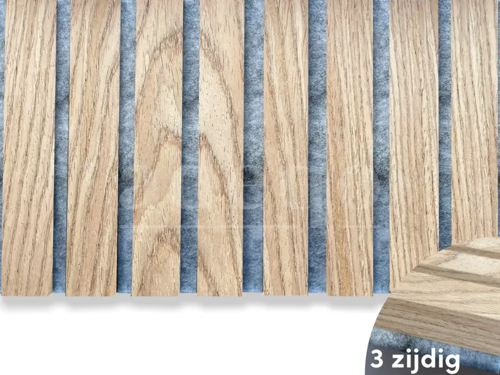 Adeqo Akupanel - Rustiek Eiken hout (grijs vilt) 300 x 60 cm - 3 zijdig écht houtfineer - Akoestische Panelen Meest Verkocht