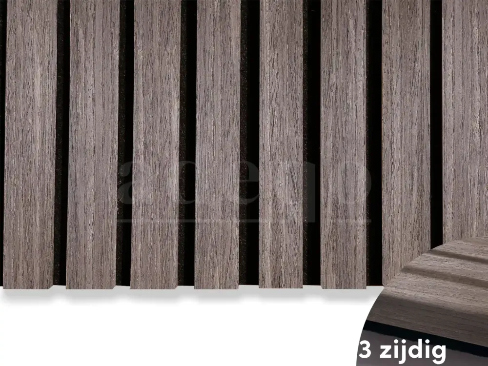 Adeqo Akupanel - Donker Walnoot hout 300 x 60 cm - 3 zijdig écht houtfineer - Akoestische Panelen Lage Prijs