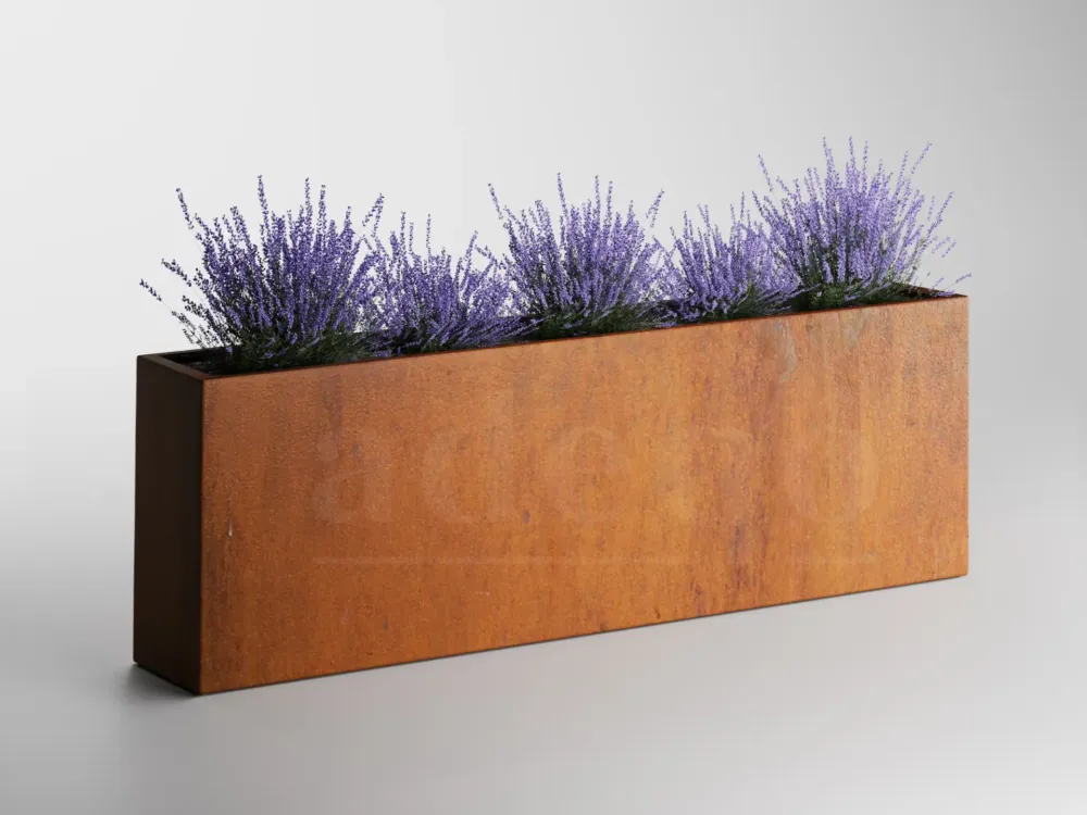 Fabrieksprijs Adeqo cortenstaal plantenbak rechthoek 200 x 40 x 80 cm- Dikte 2mm - Met bodem