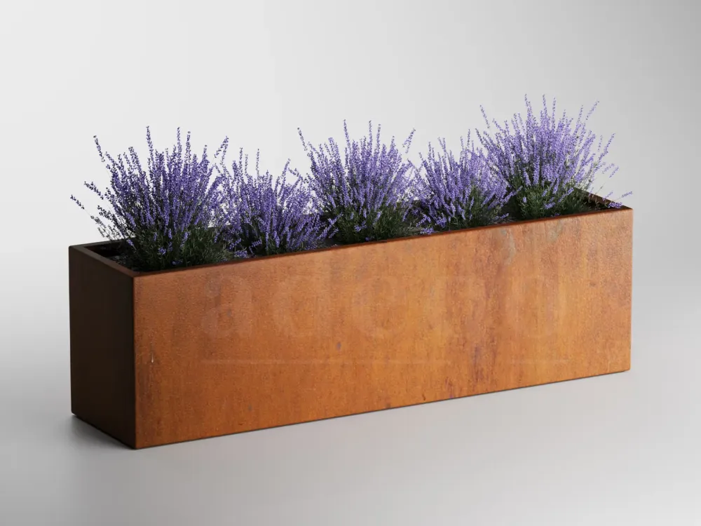 Adeqo cortenstaal plantenbak rechthoek 200 x 50 x 50 cm - Dikte 2mm - Met bodem Weekendaanbieding
