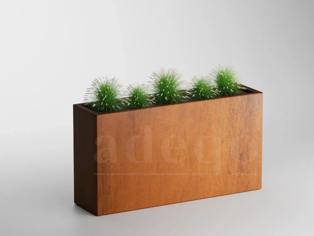 Adeqo cortenstaal plantenbak rechthoek 150 x 40 x 80 cm - Dikte 2mm - Met bodem Bestseller