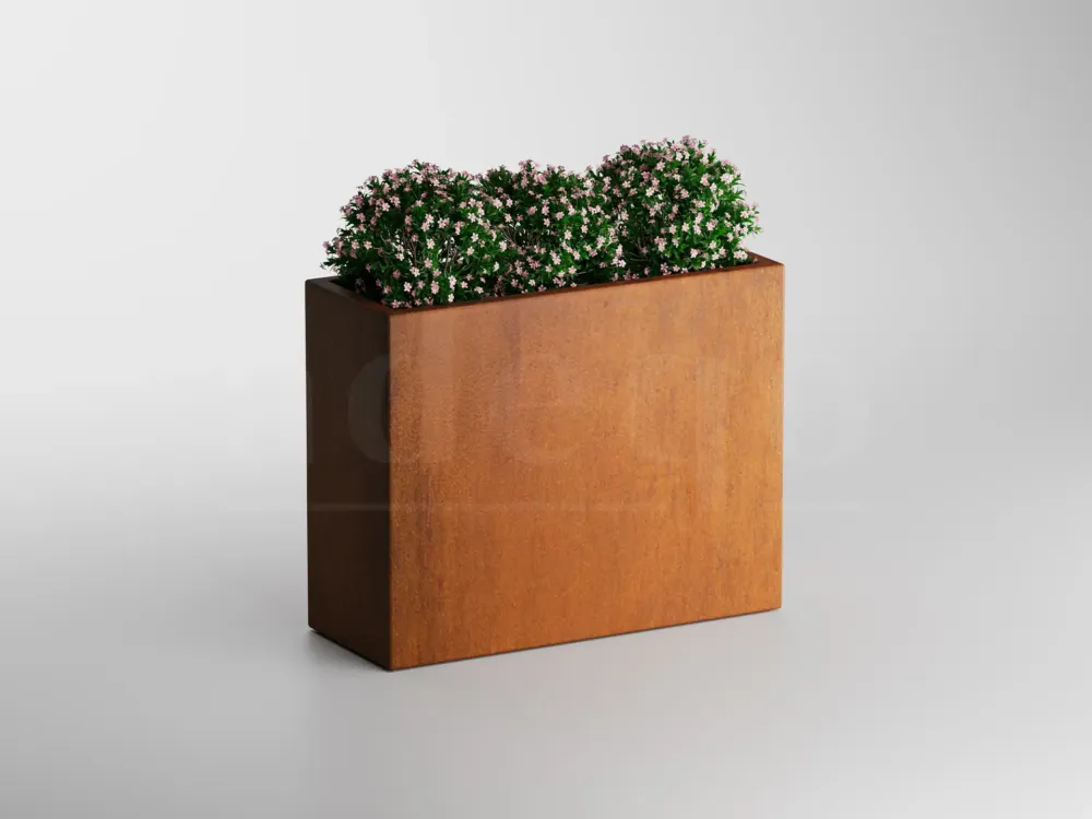 Adeqo cortenstaal plantenbak rechthoek 100 x 40 x 80 cm - Dikte 2mm - Met bodem Speciale Aanbieding
