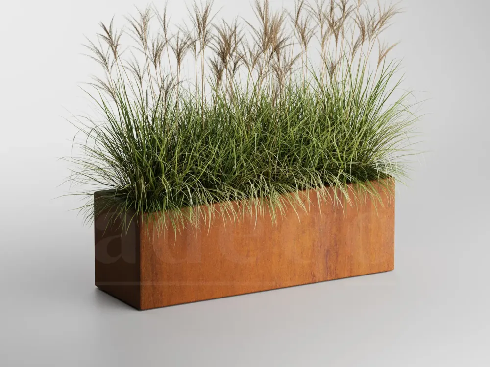 Weekendaanbieding Adeqo cortenstaal plantenbak rechthoek 120 x 40 x 40 cm - Dikte 2mm - Met bodem