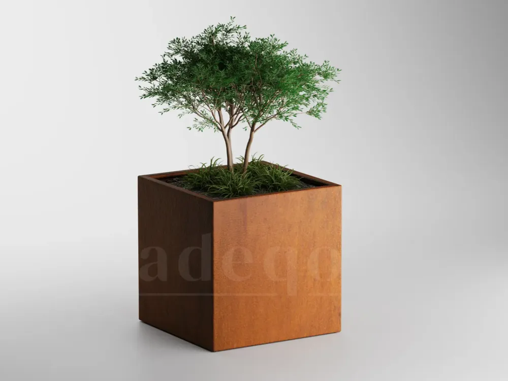Actieprijs Adeqo cortenstaal plantenbak vierkant 80 x 80 x 80 cm - Dikte 2mm - Met bodem