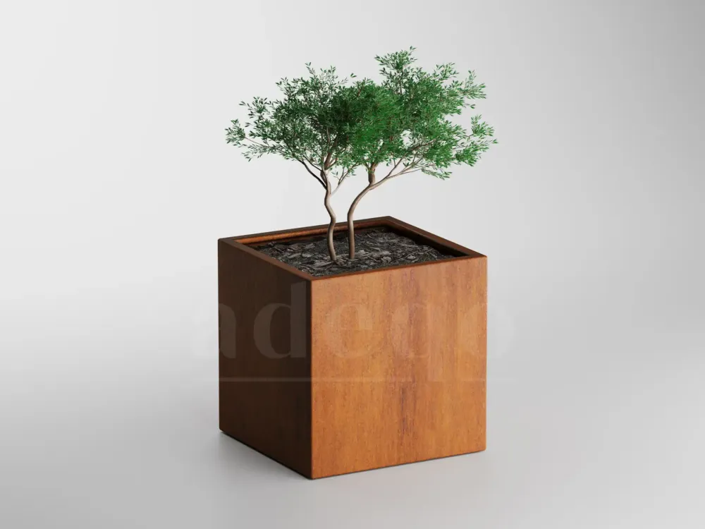 Actieprijs Adeqo cortenstaal plantenbak vierkant 70 x 70 x 70 cm - Dikte 2mm - Met bodem