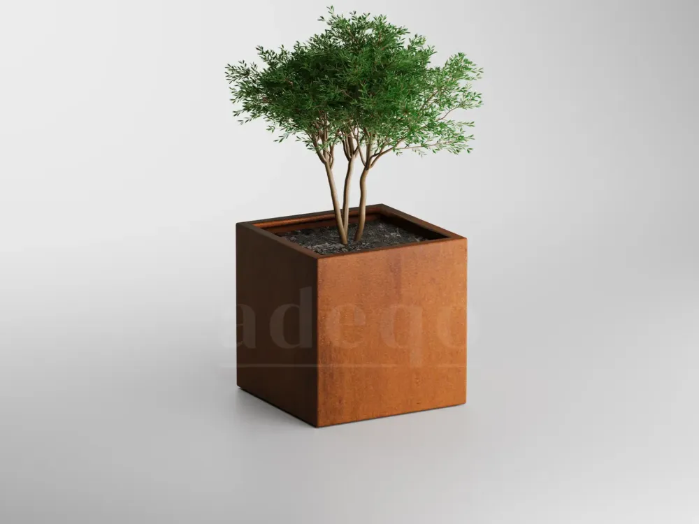 Adeqo cortenstaal plantenbak vierkant 60 x 60 x 60 cm - Dikte 2mm - Met bodem Goedkoop