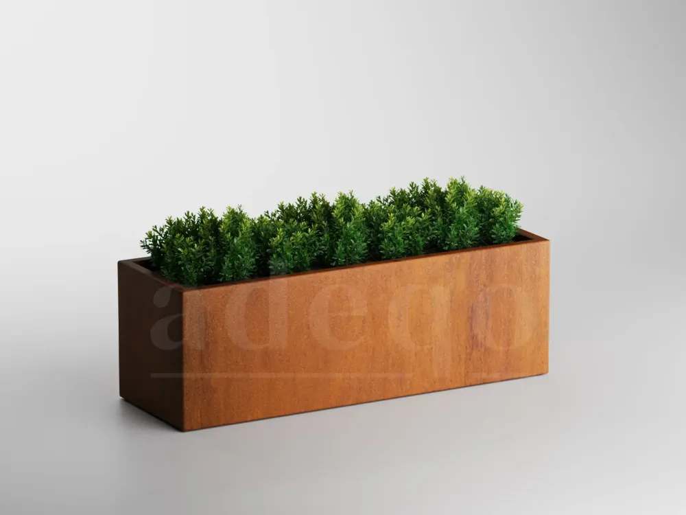 Premium Adeqo cortenstaal plantenbak rechthoek 150 x 50 x 50 cm - Dikte 2mm - Met bodem