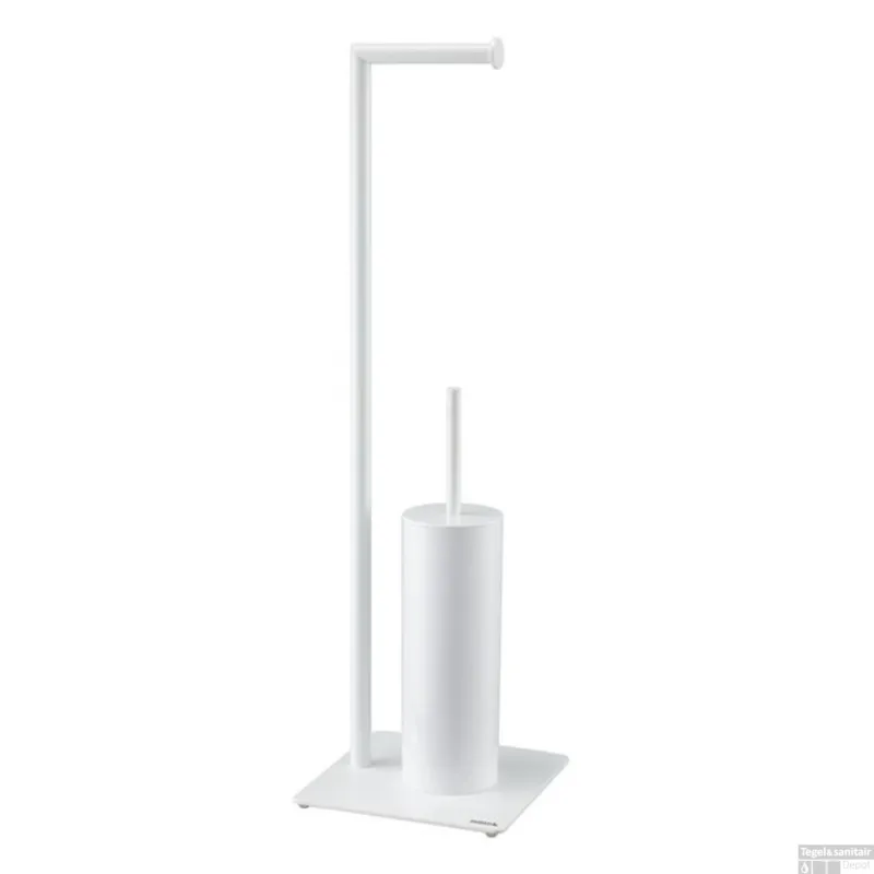 Populair Toiletbutler Sealskin Tube met Toiletrolhouder en Toiletborstel met Houder Vrijstaand Wit