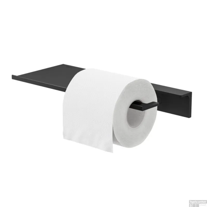 Planchet met Toiletrolhouder Zonder Klep Geesa Leev 28 cm Zwart Actieprijs