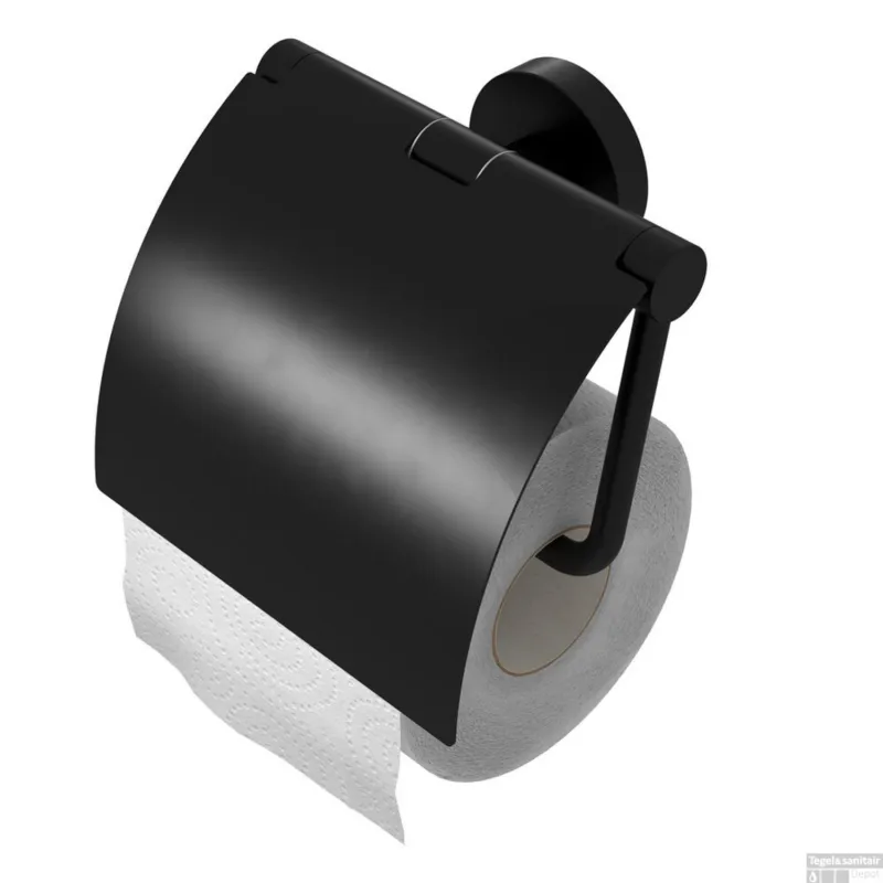 Toiletrolhouder Geesa Nemox met Klep Zwart Op = Op