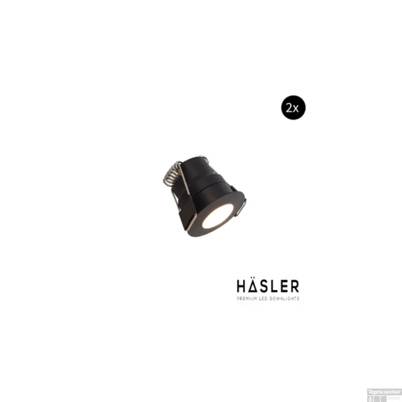 Inbouwspot Häsler Abruzzo Incl. Fase Aansnijding Dimbaar 3.4 cm 1.8 Watt Warm Wit Mat Zwart Set 2x Koopje