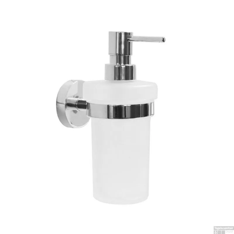 Laatste Kans Zeepdispenser Sapho X-Round Hangend 230 ML Chroom / Melkglas