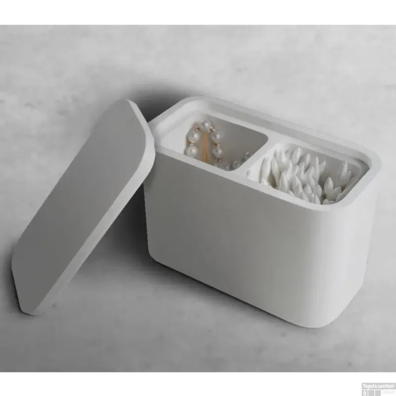 Gecertificeerd Cosmetica Opbergdoos-Wattenstaafjes Ideavit Solidcase 14x7x10.2 cm Solid Surface Mat Wit