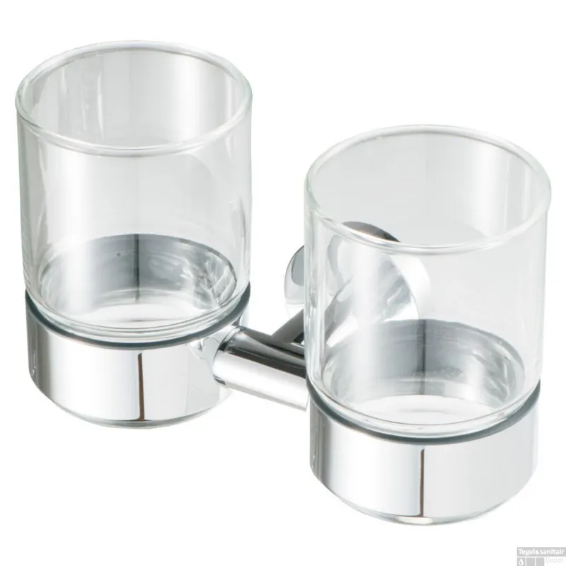 Glashouder Dubbel Geesa Nemox met Glas Chroom Beste Prijs