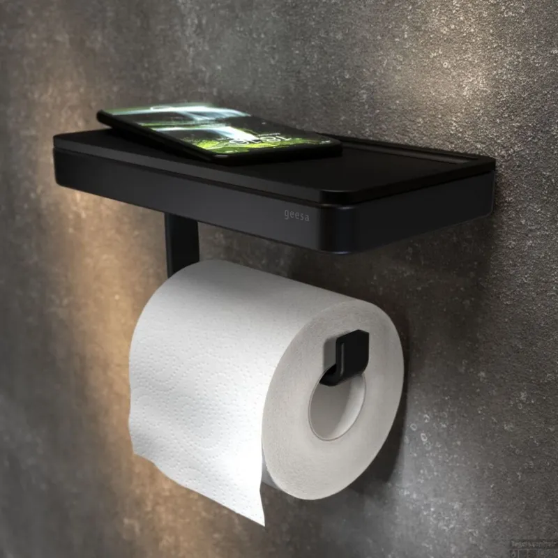 Toiletrolhouder met Planchet Geesa Frame Zwart Veilige Betaling
